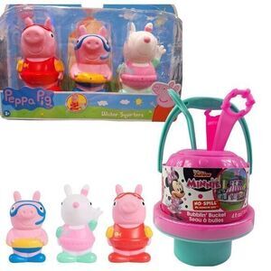 Anti-spill Bubble Bucket Toy‎ Set (2) for Girl Minnie and Peppa Pig Bathroom New
